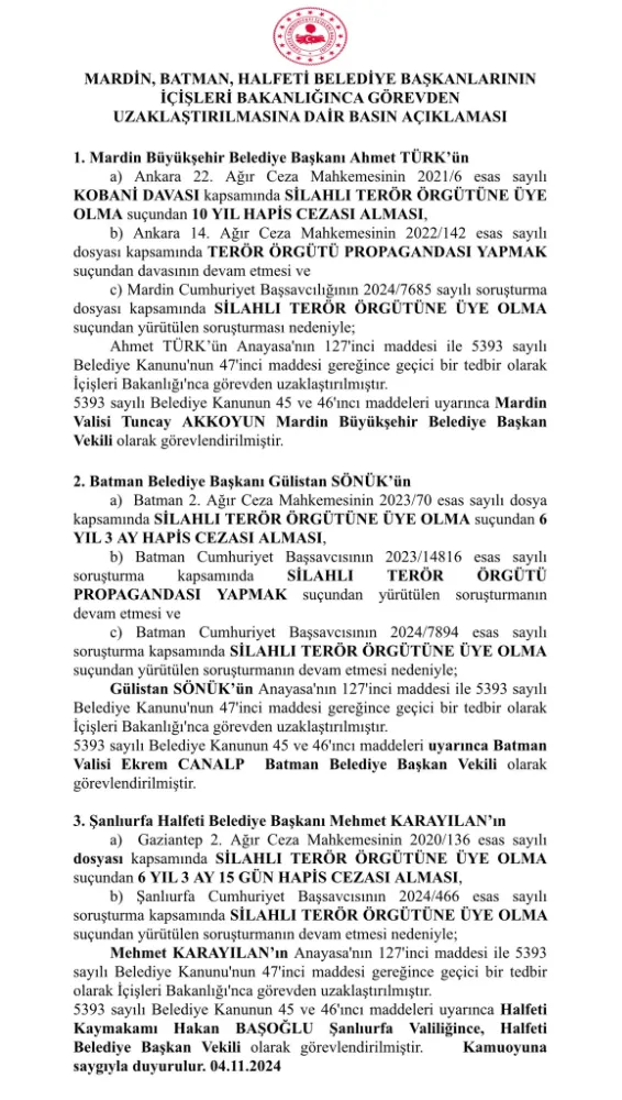 3 Belediyeye Kayyım Kararı