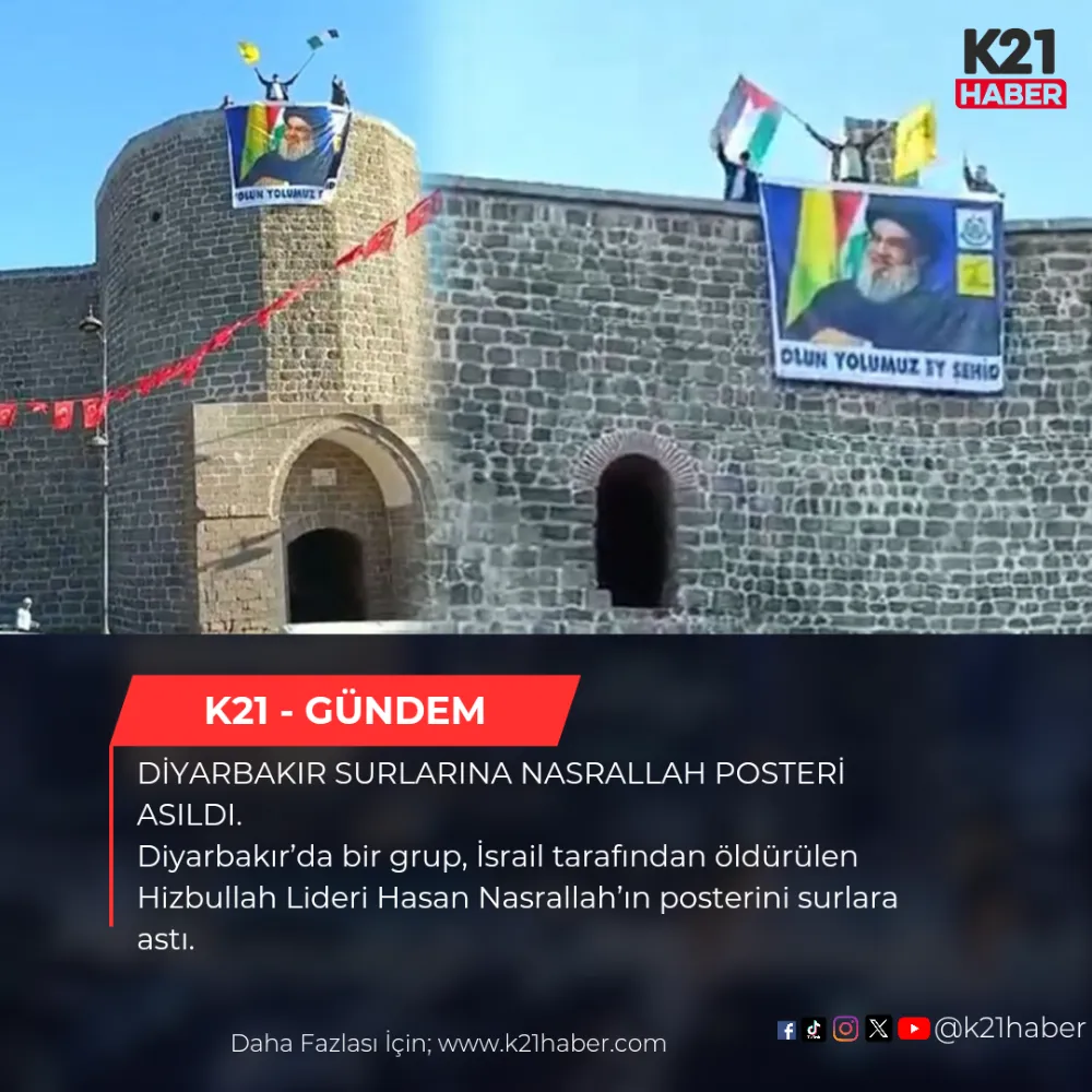 Diyarbakır Surlarına Nasrallah Posteri Asıldı 